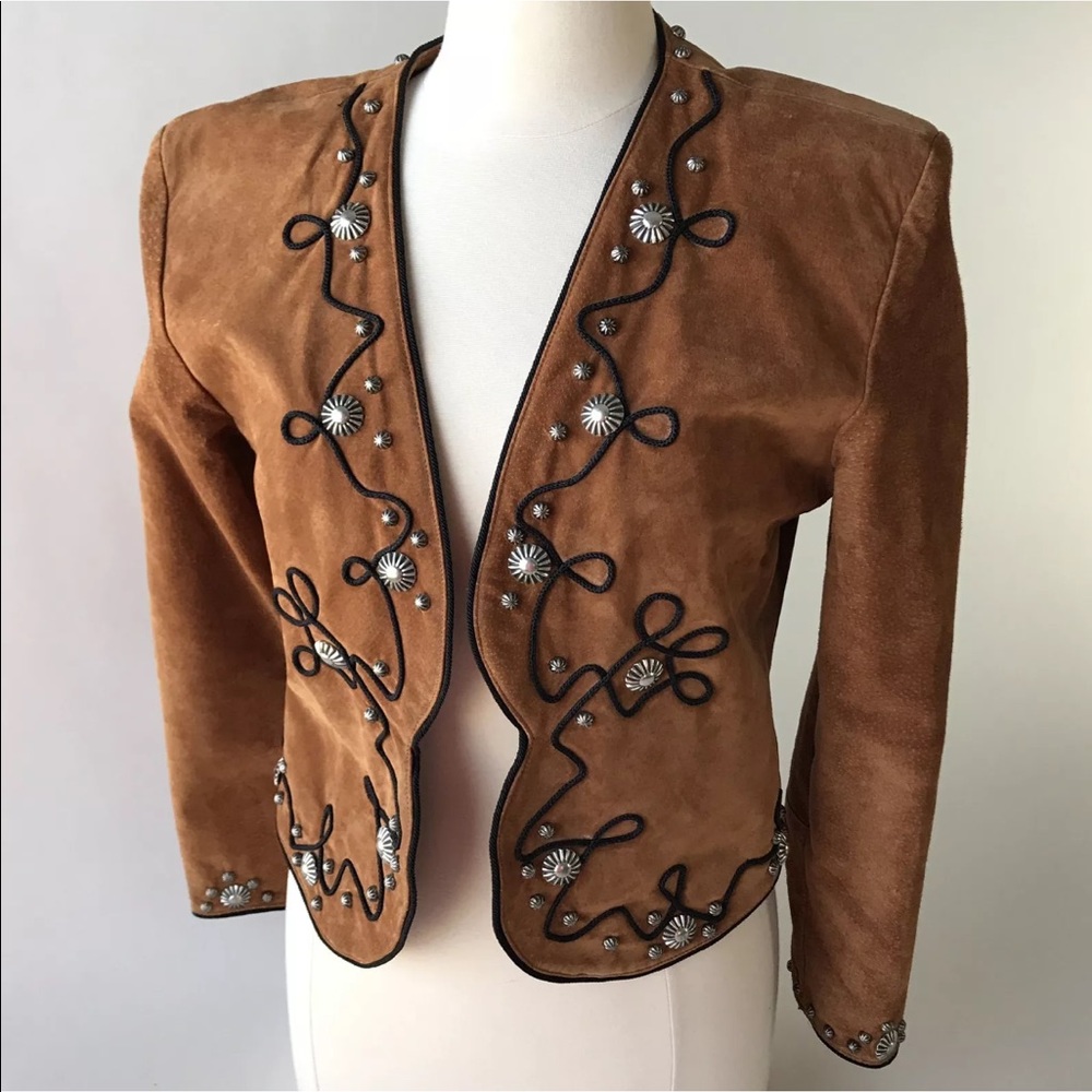 Vtg 80s suede festival jacket western leather boho